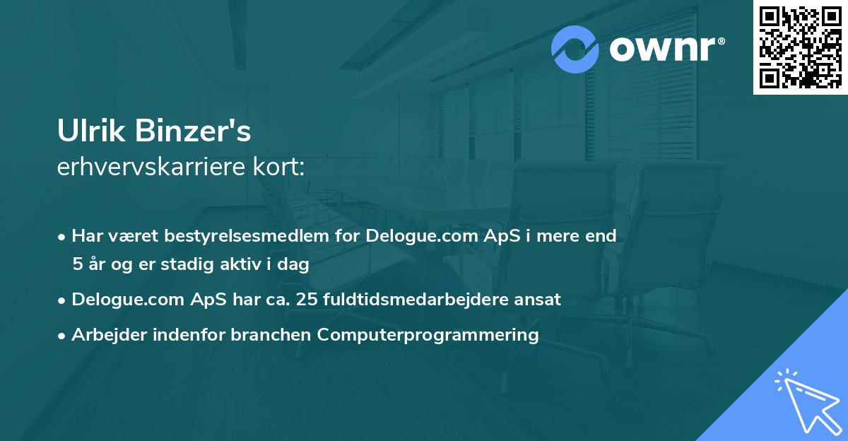Ulrik Binzer's erhvervskarriere kort