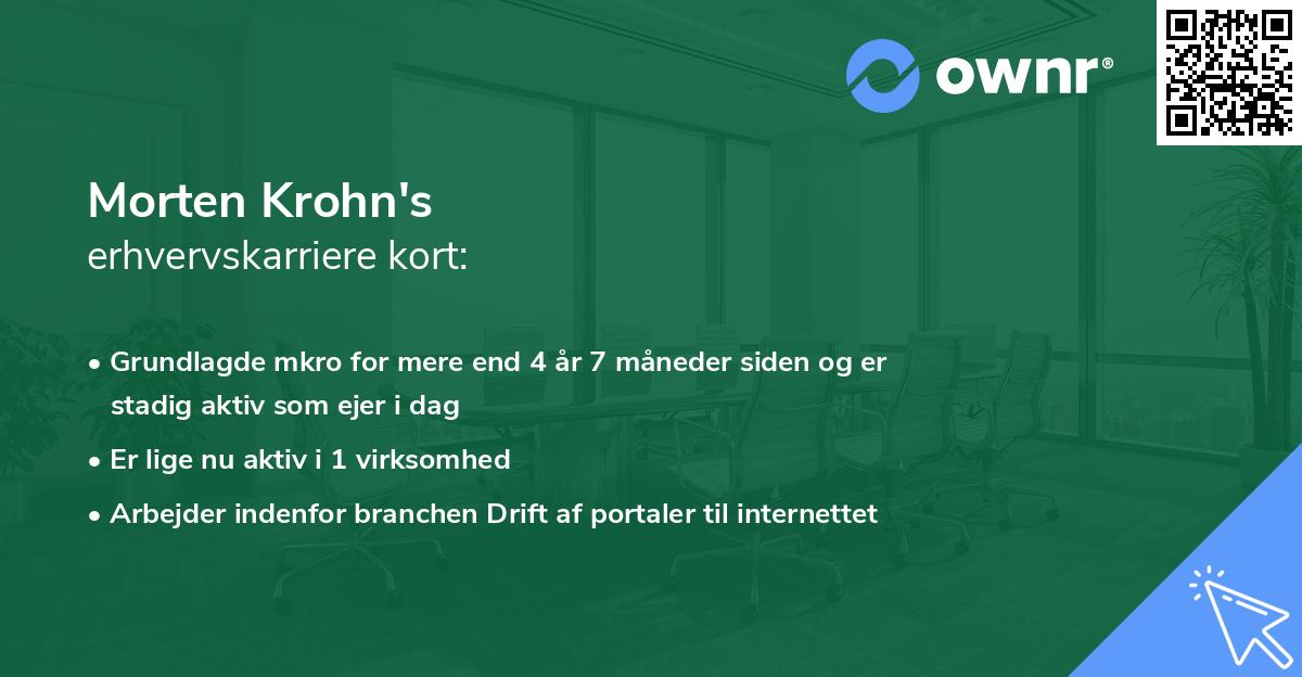Morten Krohn's erhvervskarriere kort