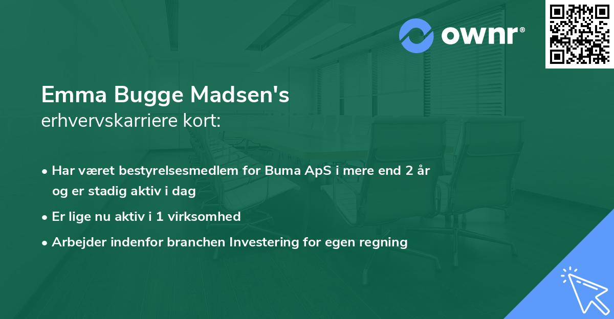 Emma Bugge Madsen's erhvervskarriere kort