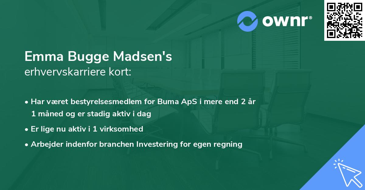 Emma Bugge Madsen's erhvervskarriere kort