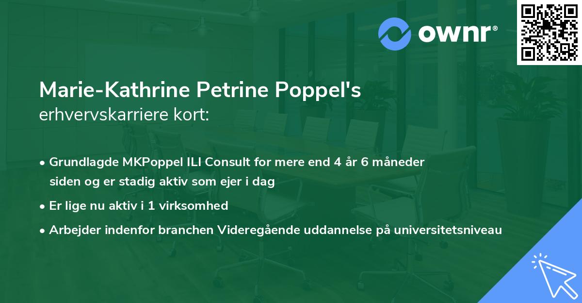 Marie-Kathrine Petrine Poppel's erhvervskarriere kort