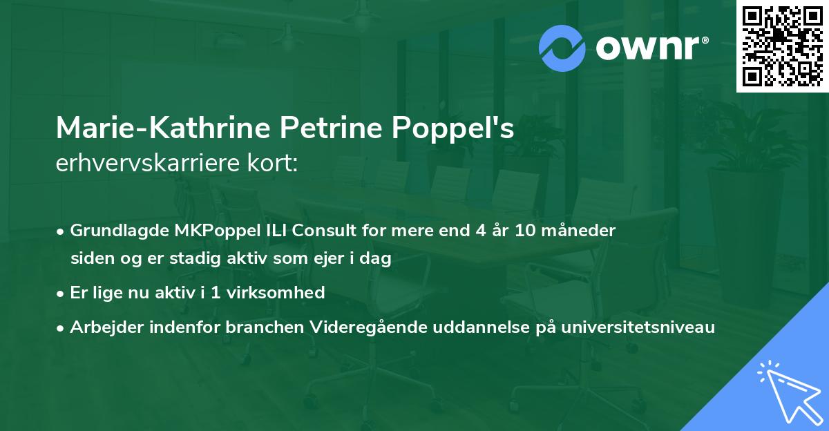 Marie-Kathrine Petrine Poppel's erhvervskarriere kort