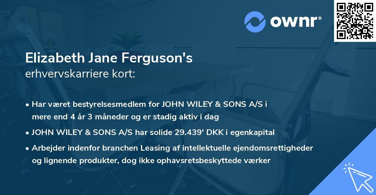 Elizabeth Jane Ferguson's erhvervskarriere kort