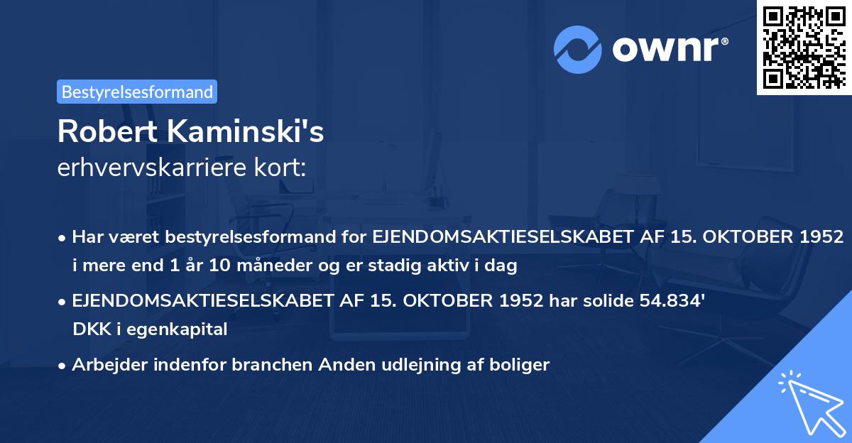 Robert Kaminski's erhvervskarriere kort