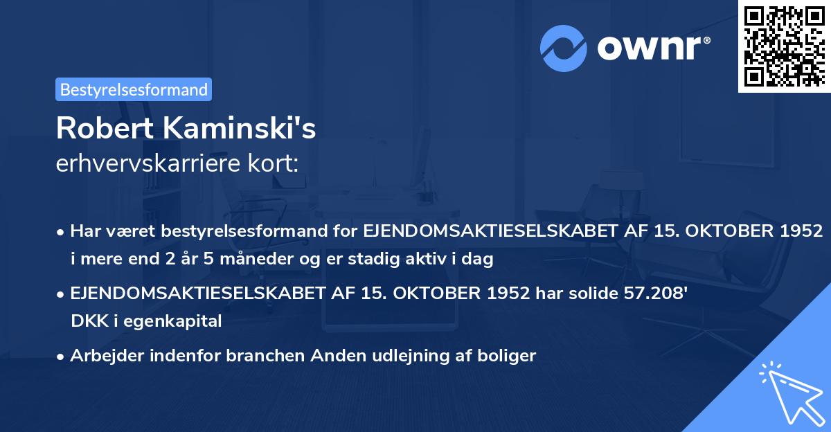 Robert Kaminski's erhvervskarriere kort
