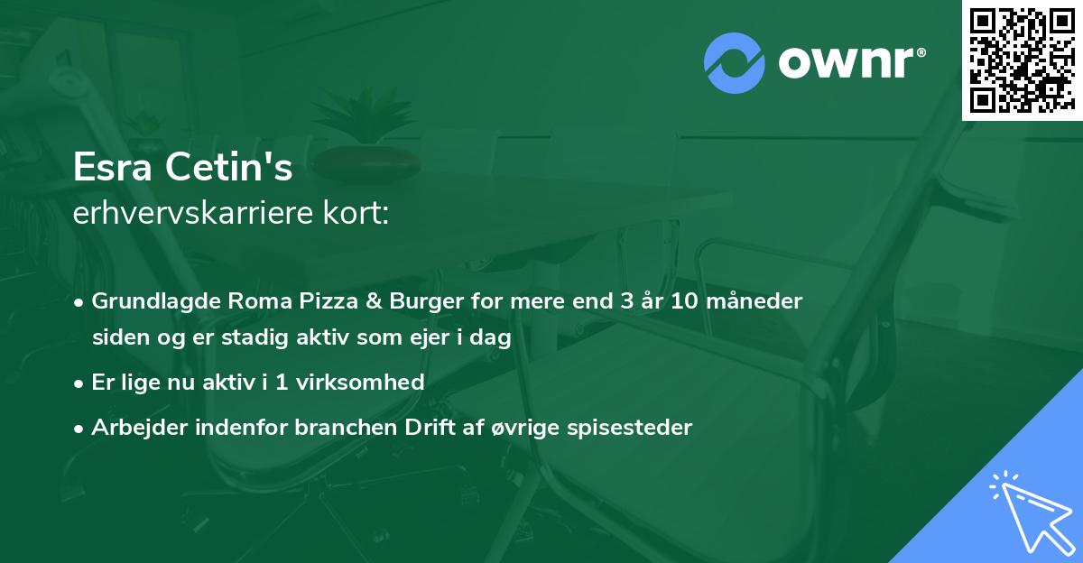 Esra Cetin's erhvervskarriere kort