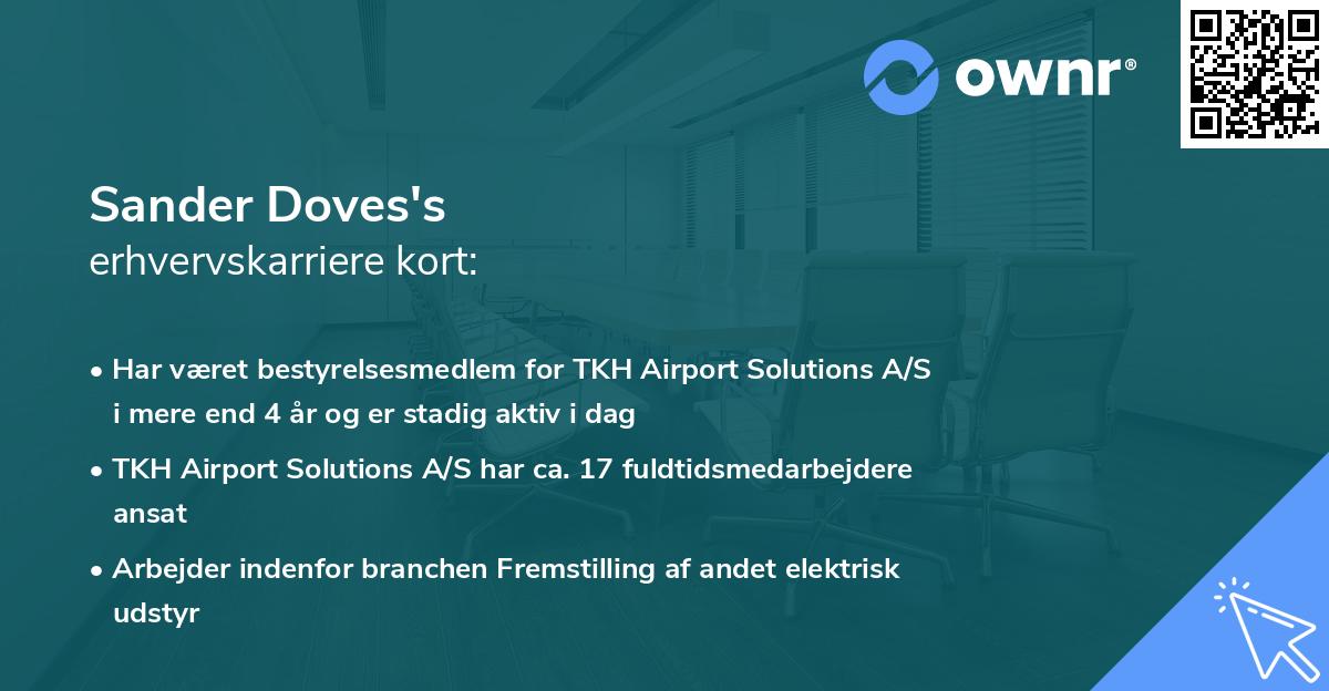 Sander Doves's erhvervskarriere kort