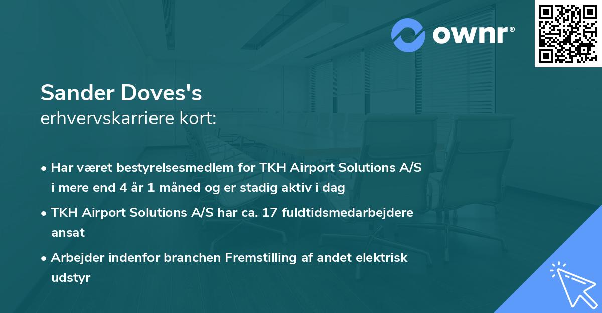 Sander Doves's erhvervskarriere kort