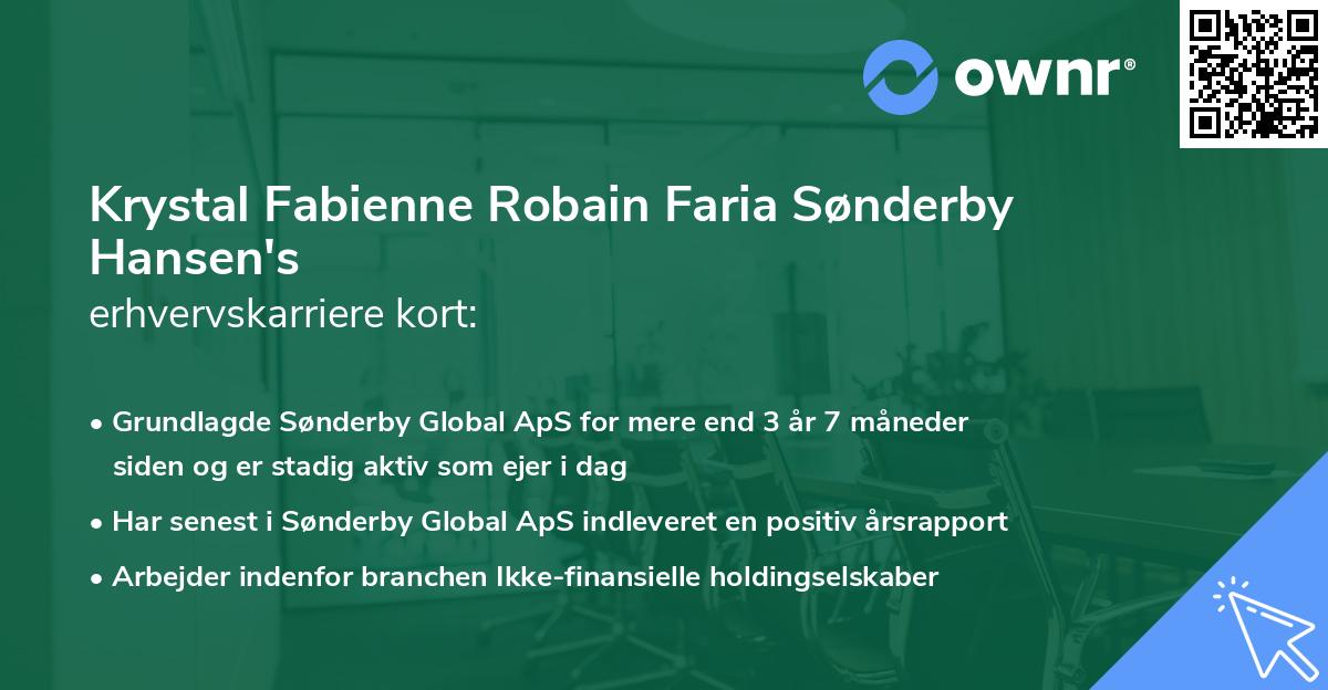 Krystal Fabienne Robain Faria Sønderby Hansen's erhvervskarriere kort