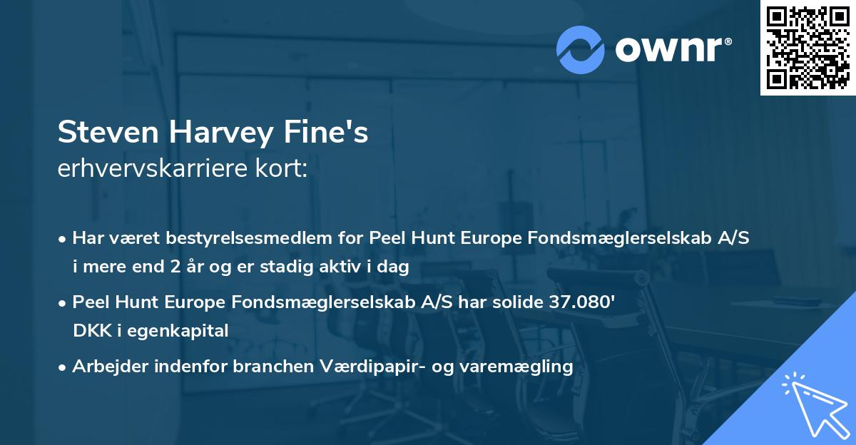 Steven Harvey Fine's erhvervskarriere kort