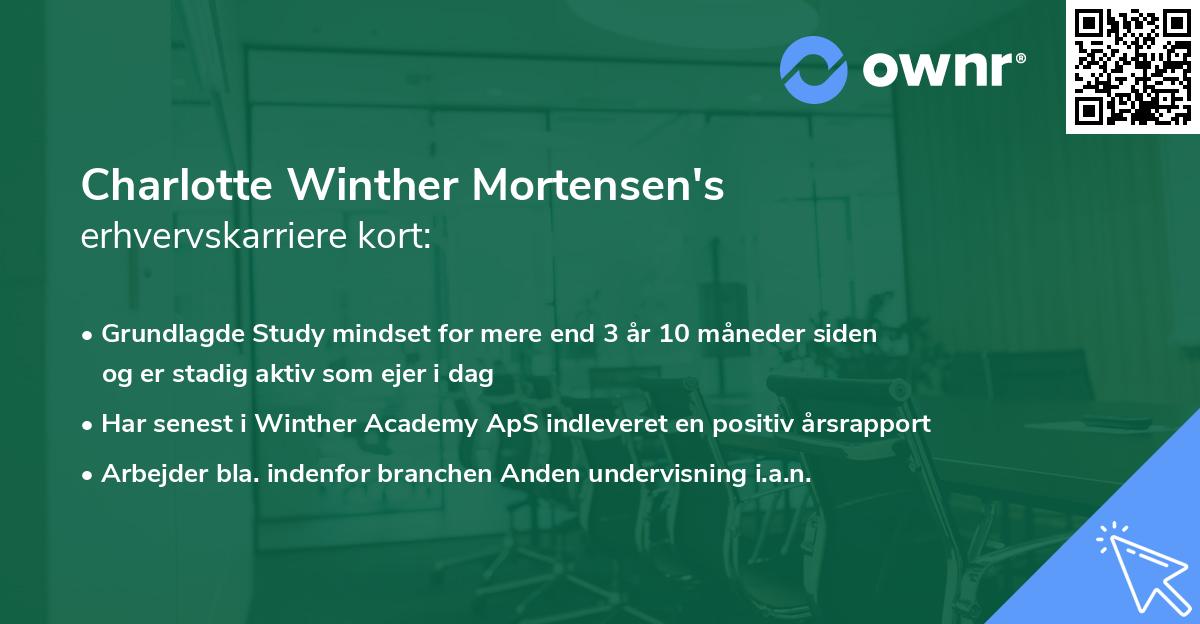 Charlotte Winther Mortensen's erhvervskarriere kort