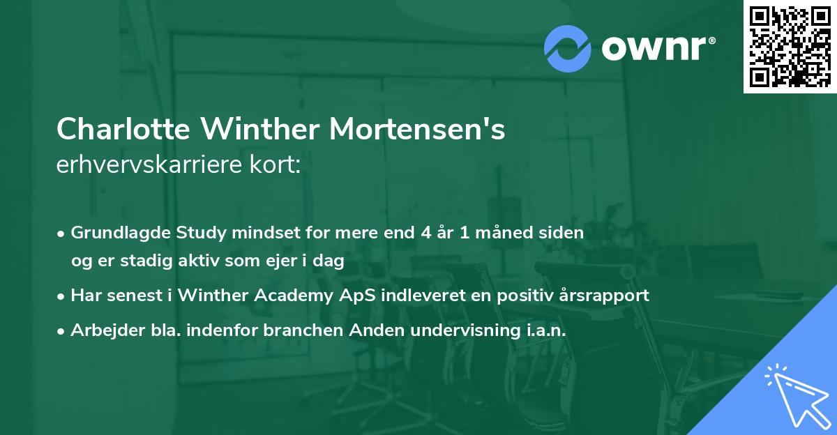 Charlotte Winther Mortensen's erhvervskarriere kort