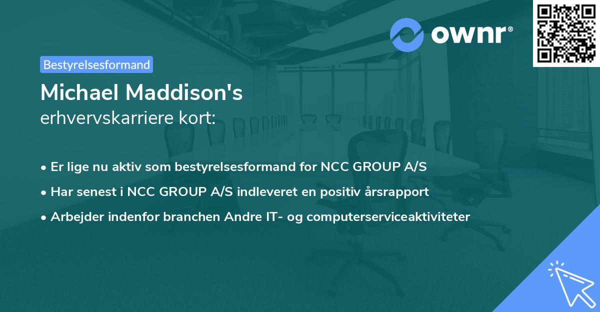 Michael Maddison's erhvervskarriere kort