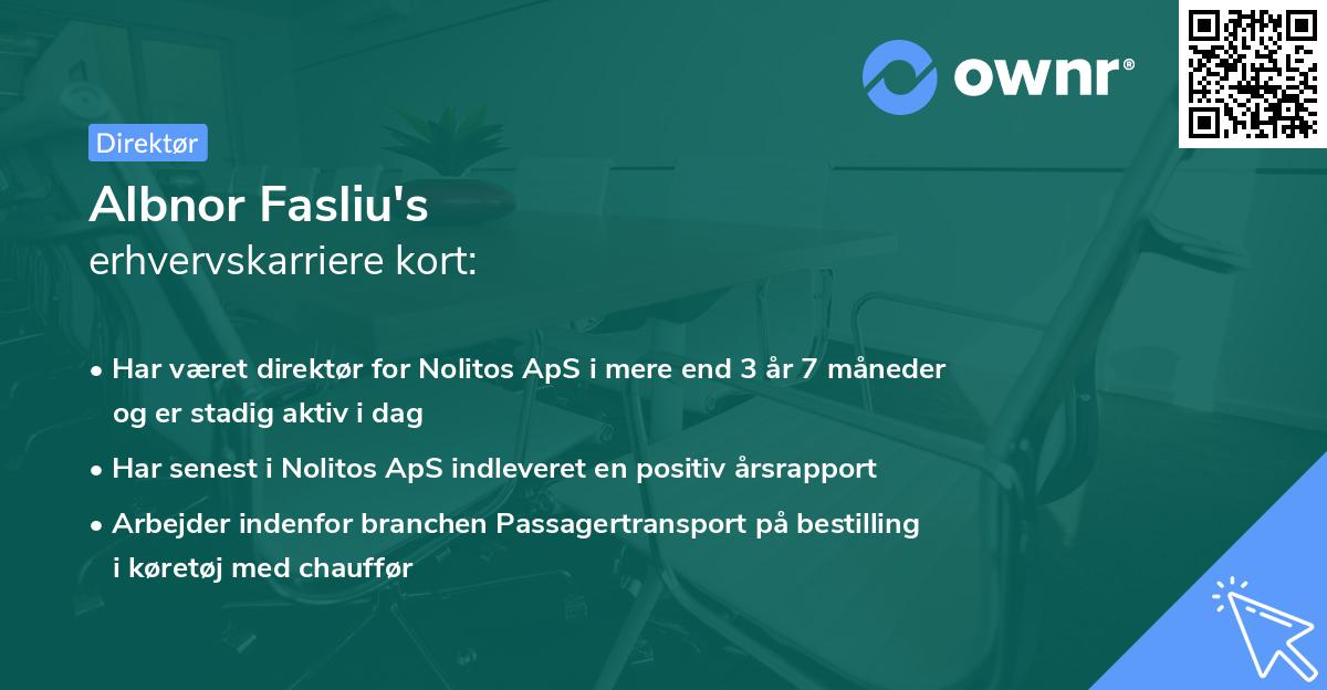 Albnor Fasliu's erhvervskarriere kort