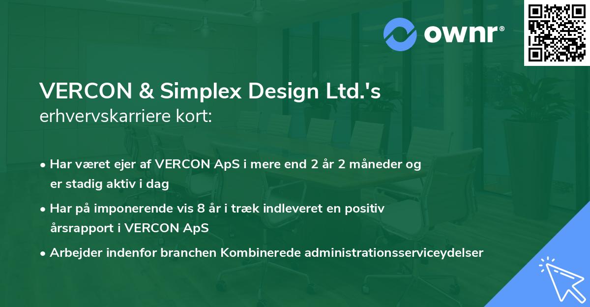 VERCON & Simplex Design Ltd.'s erhvervskarriere kort
