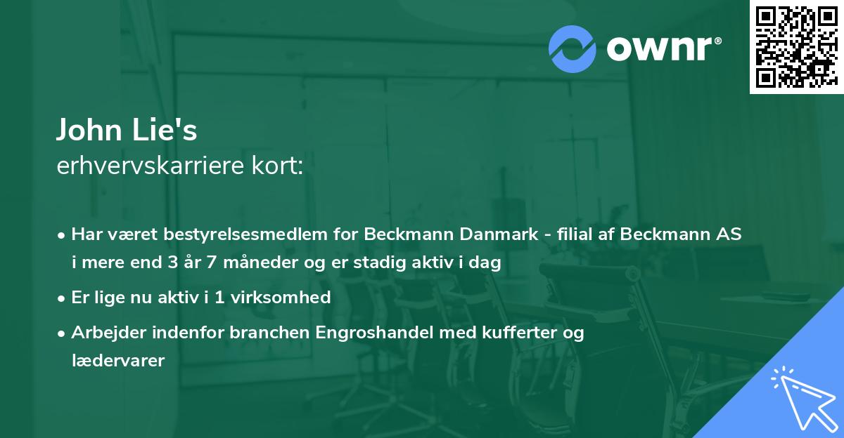 John Lie's erhvervskarriere kort