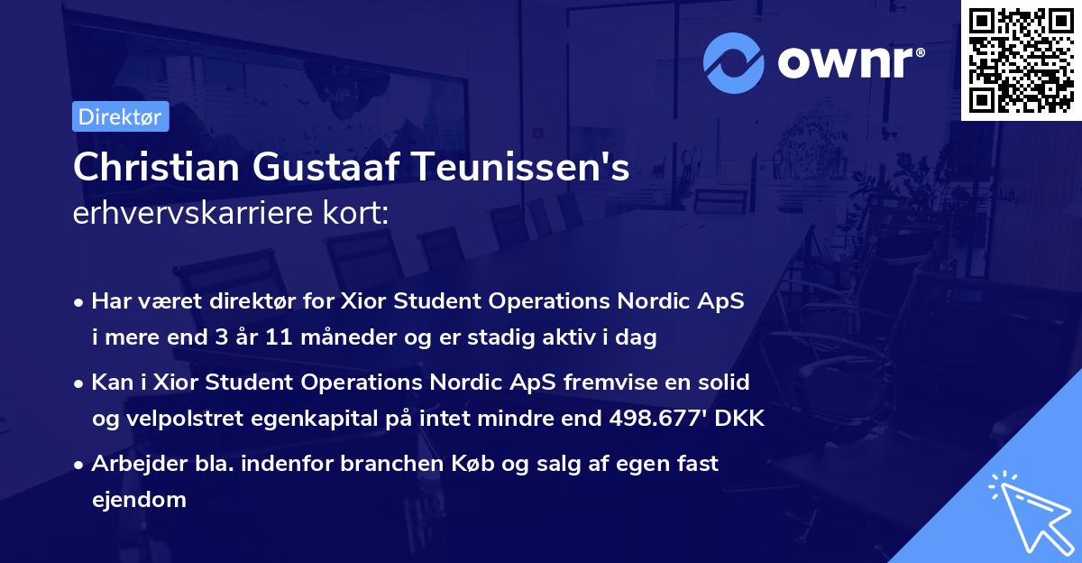 Christian Gustaaf Teunissen's erhvervskarriere kort