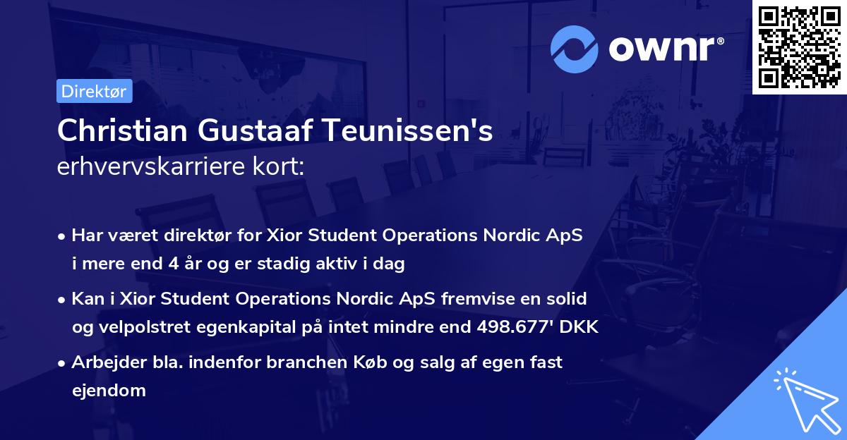 Christian Gustaaf Teunissen's erhvervskarriere kort