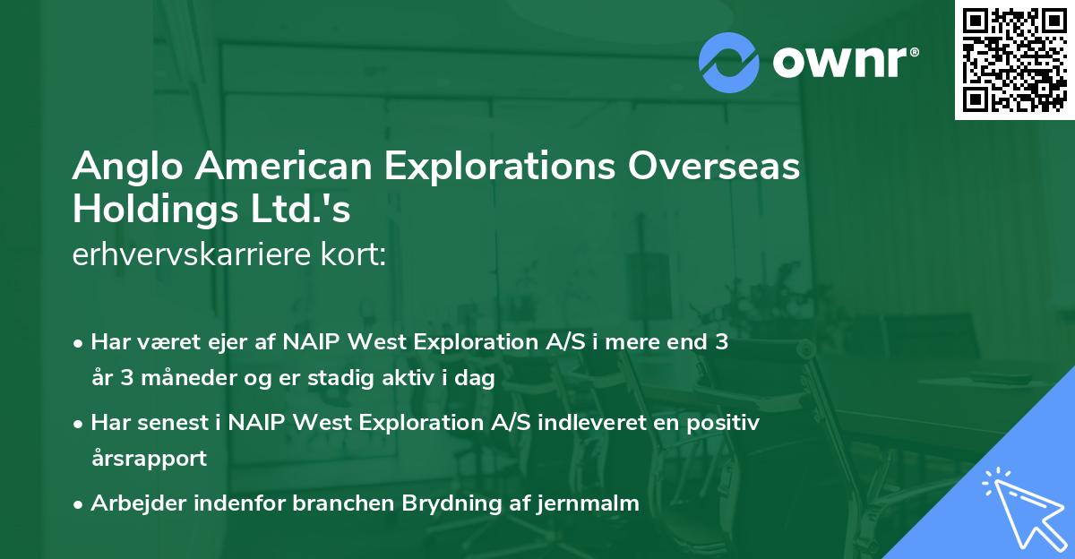 Anglo American Explorations Overseas Holdings Ltd.'s erhvervskarriere kort