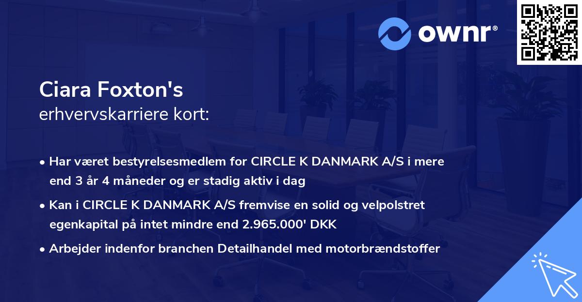 Ciara Foxton's erhvervskarriere kort