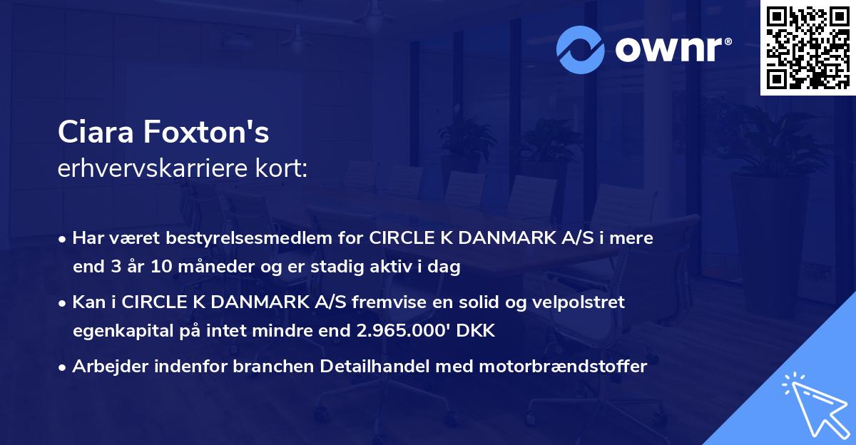 Ciara Foxton's erhvervskarriere kort