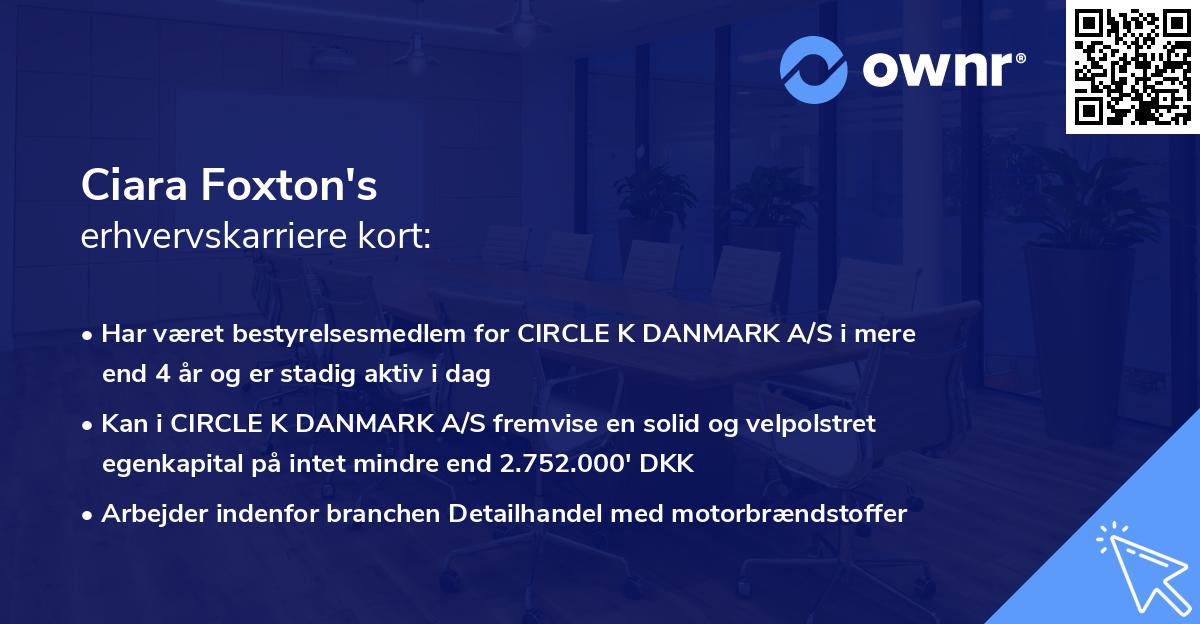 Ciara Foxton's erhvervskarriere kort