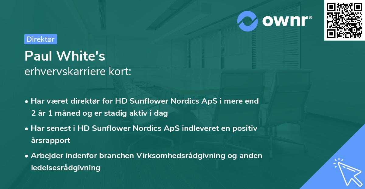 Paul White's erhvervskarriere kort