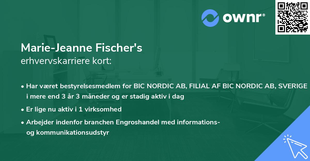 Marie-Jeanne Fischer's erhvervskarriere kort