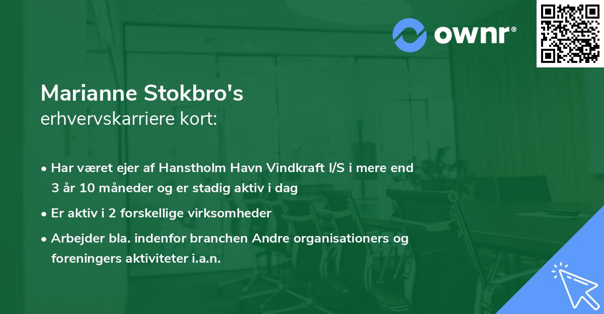 Marianne Stokbro's erhvervskarriere kort