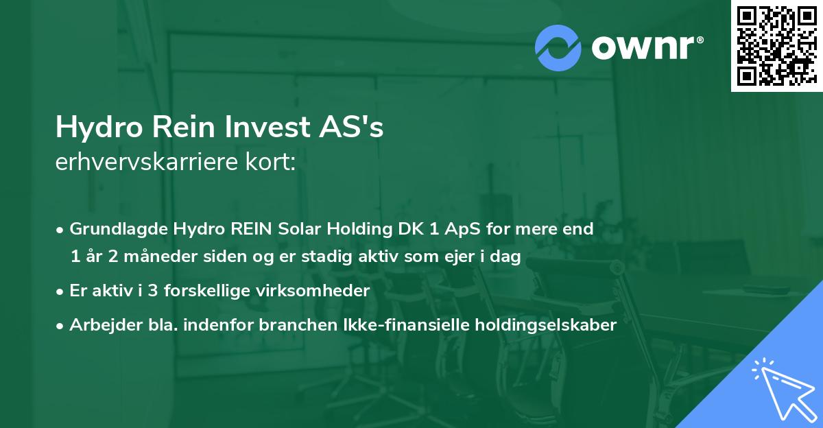 Hydro Rein Invest AS's erhvervskarriere kort