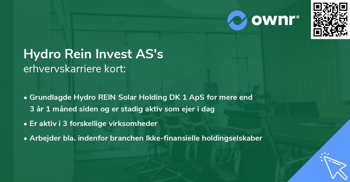 Hydro Rein Invest AS's erhvervskarriere kort