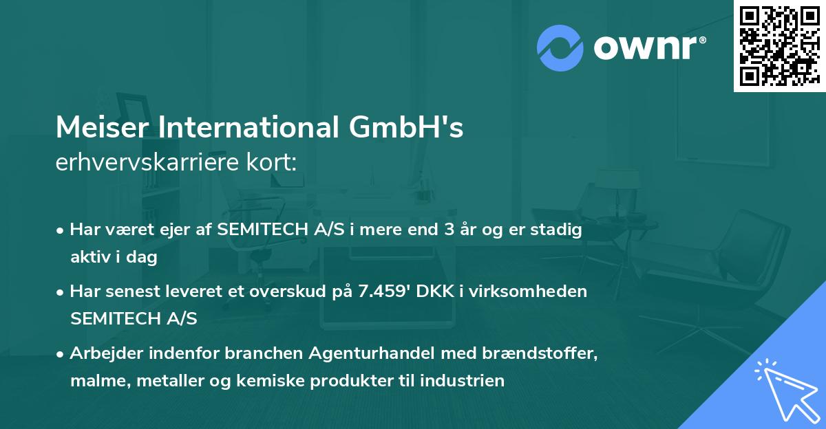 Meiser International GmbH's erhvervskarriere kort