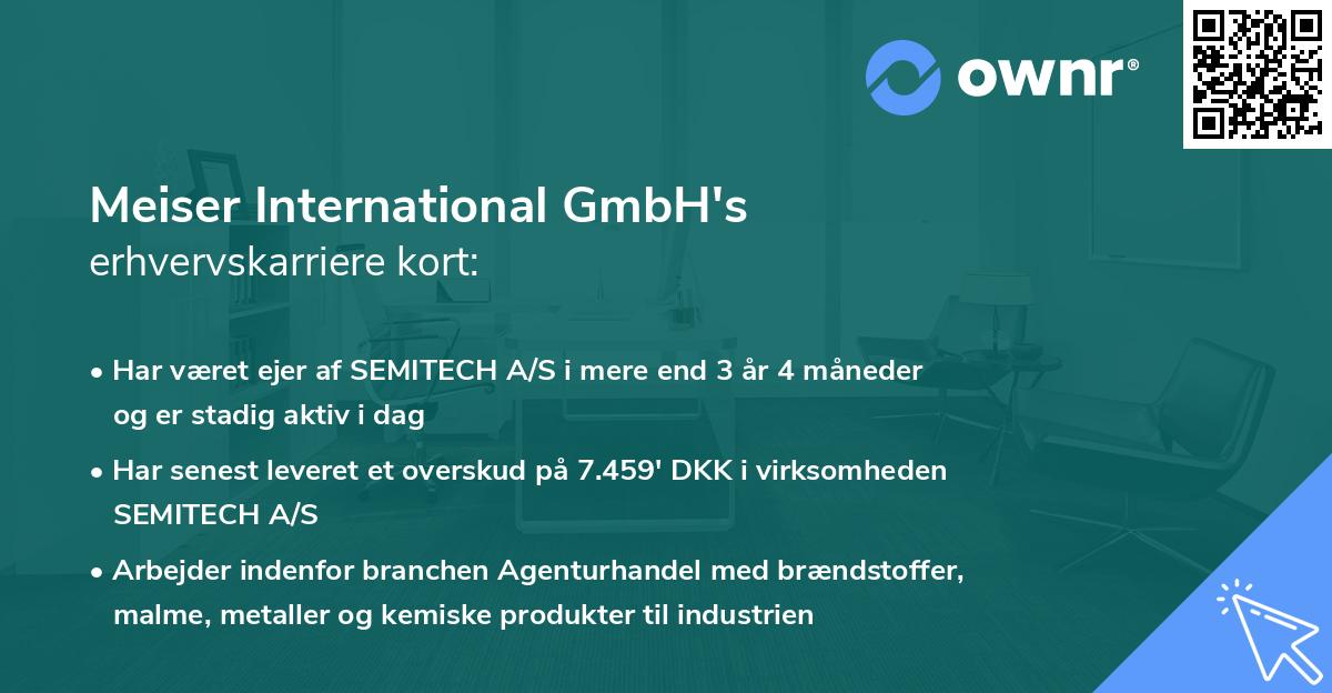 Meiser International GmbH's erhvervskarriere kort