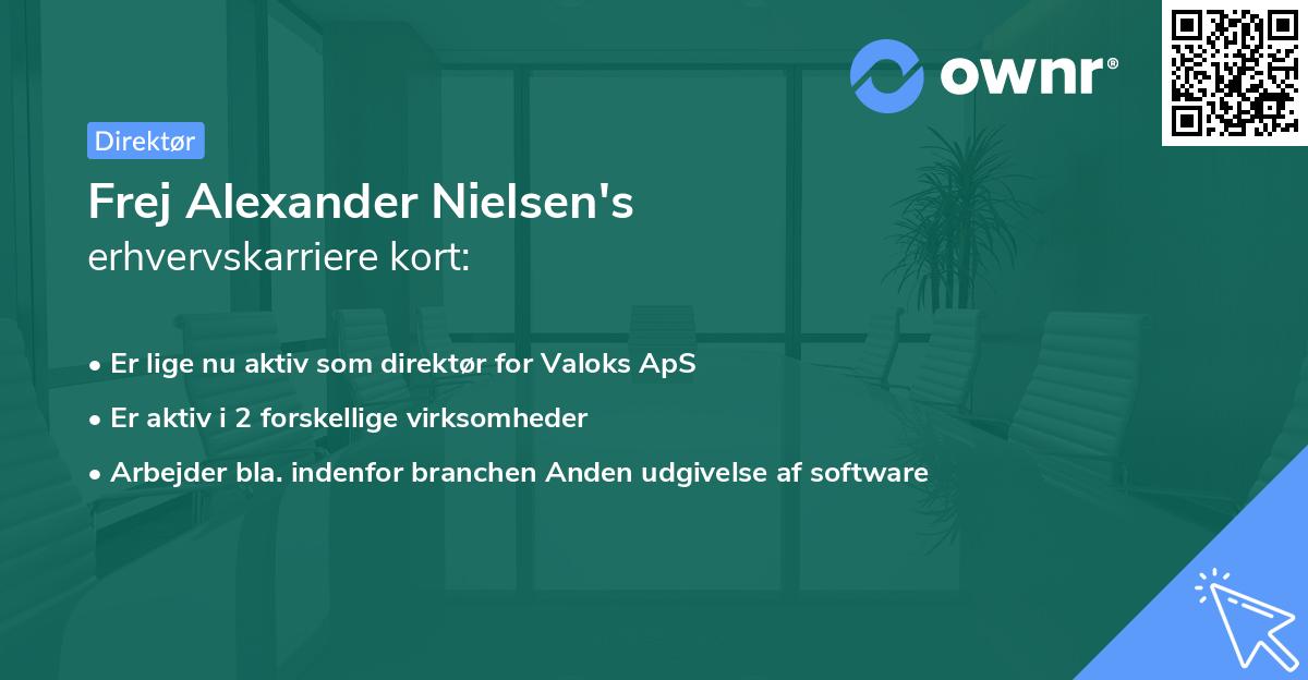 Frej Alexander Nielsen's erhvervskarriere kort