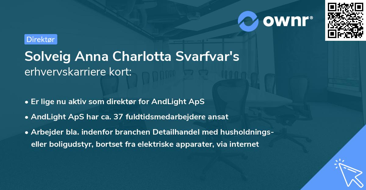 Solveig Anna Charlotta Svarfvar's erhvervskarriere kort