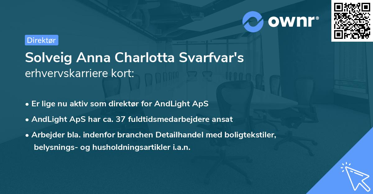 Solveig Anna Charlotta Svarfvar's erhvervskarriere kort