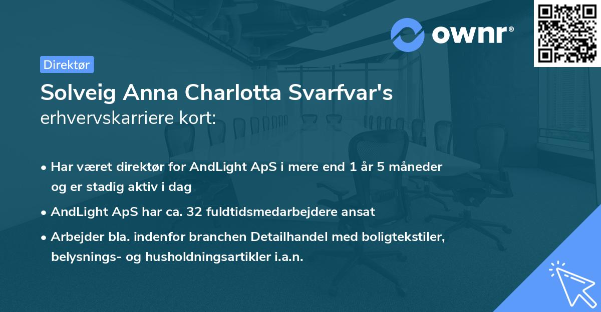 Solveig Anna Charlotta Svarfvar's erhvervskarriere kort