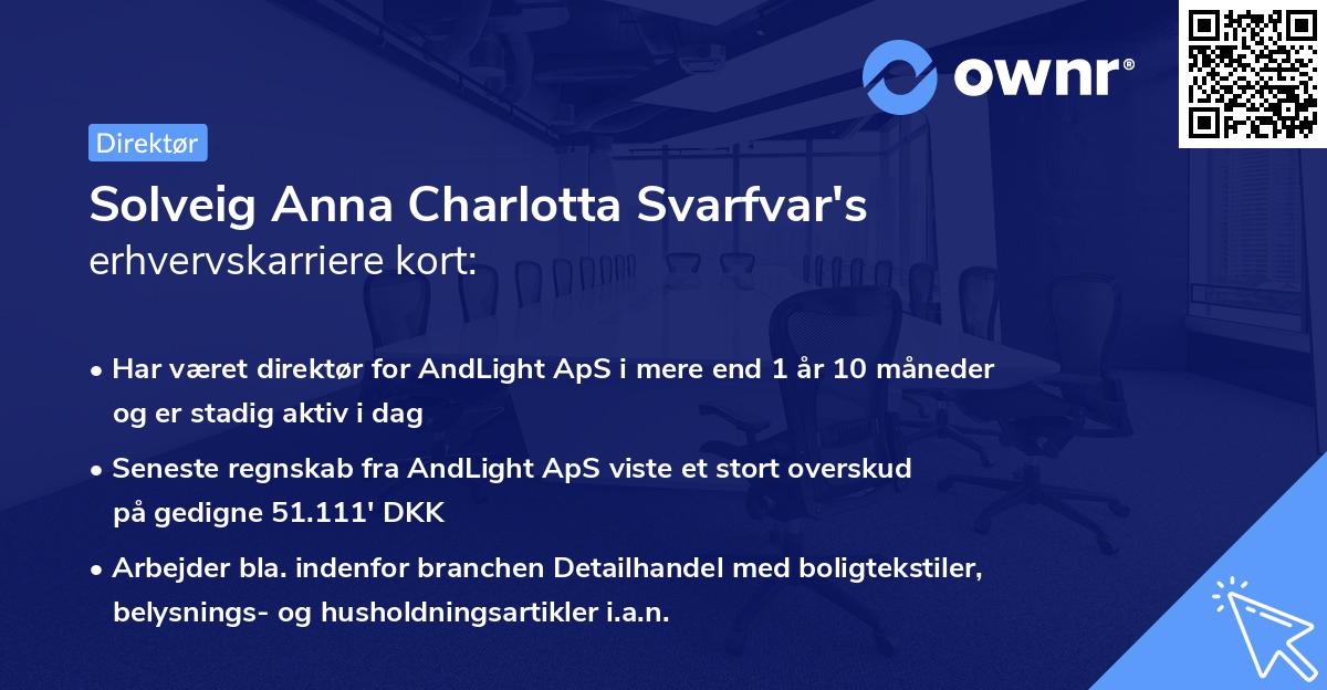Solveig Anna Charlotta Svarfvar's erhvervskarriere kort