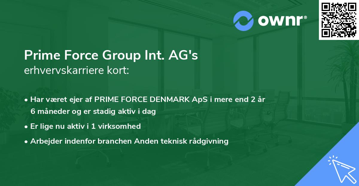 Prime Force Group Int. AG's erhvervskarriere kort
