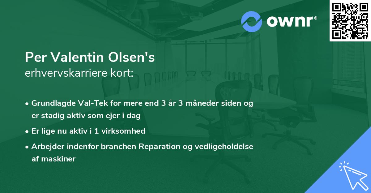 Per Valentin Olsen's erhvervskarriere kort