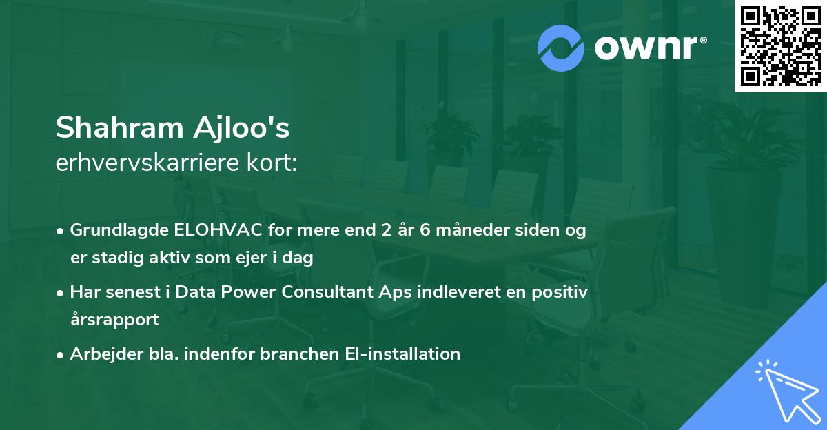 Shahram Ajloo's erhvervskarriere kort