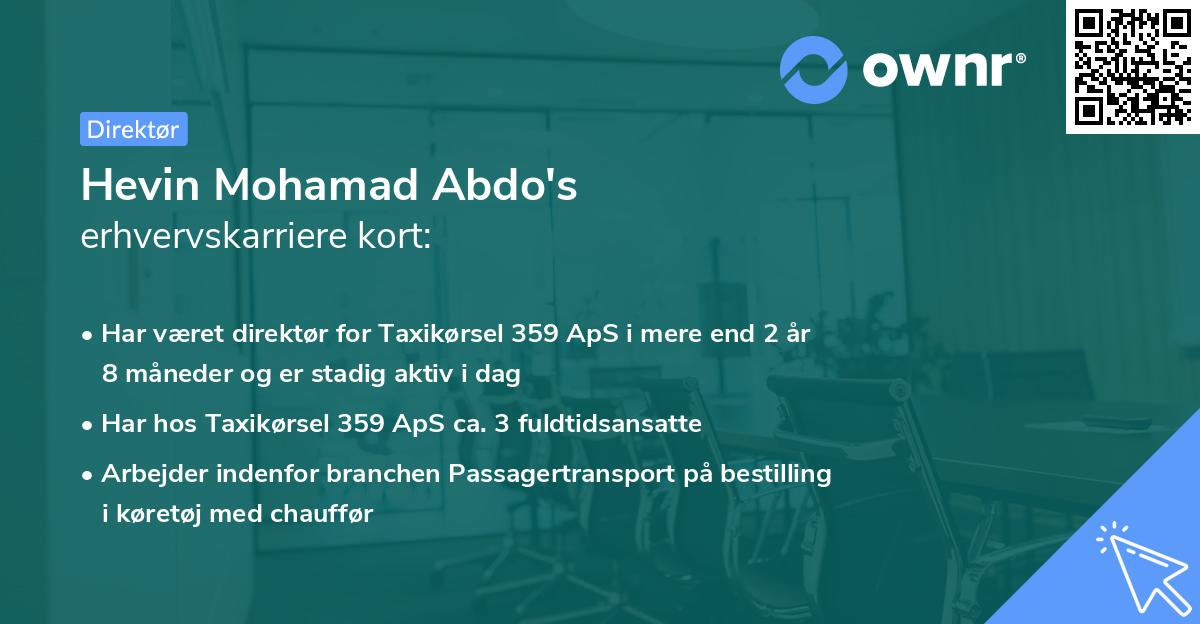 Hevin Mohamad Abdo's erhvervskarriere kort