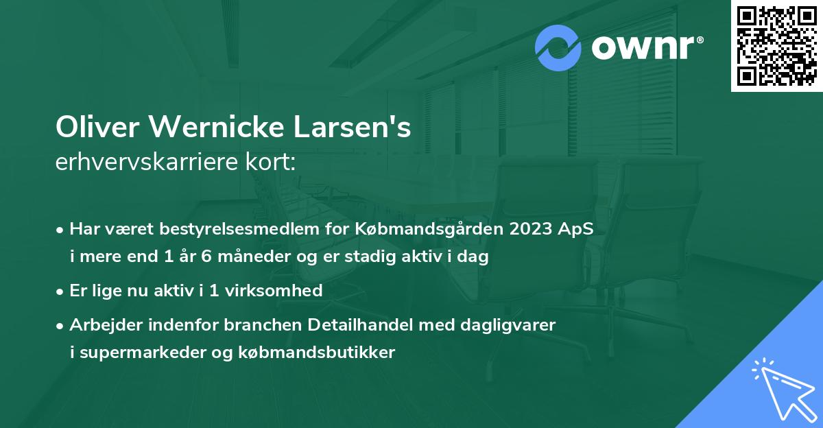 Oliver Wernicke Larsen's erhvervskarriere kort