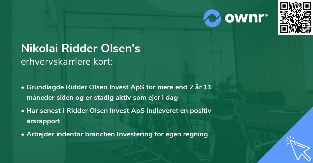 Nikolai Ridder Olsen's erhvervskarriere kort
