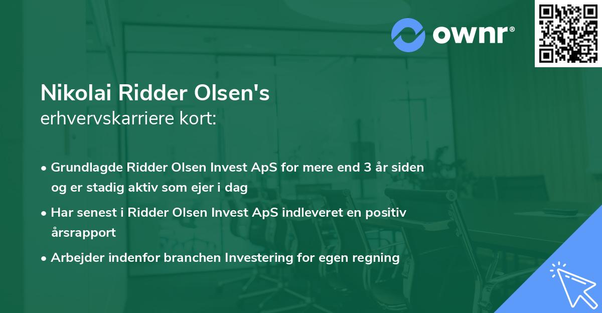 Nikolai Ridder Olsen's erhvervskarriere kort