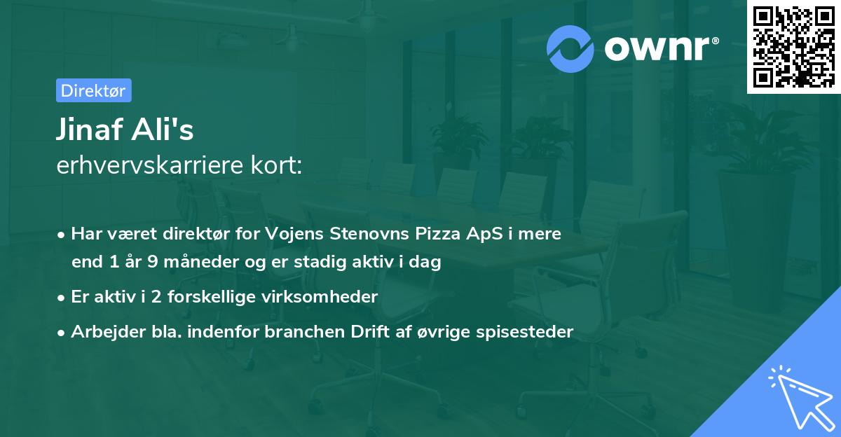 Jinaf Ali's erhvervskarriere kort