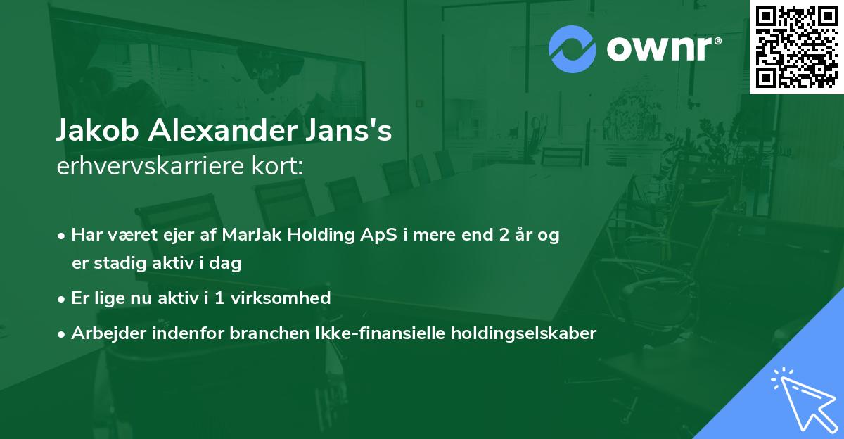 Jakob Alexander Jans's erhvervskarriere kort
