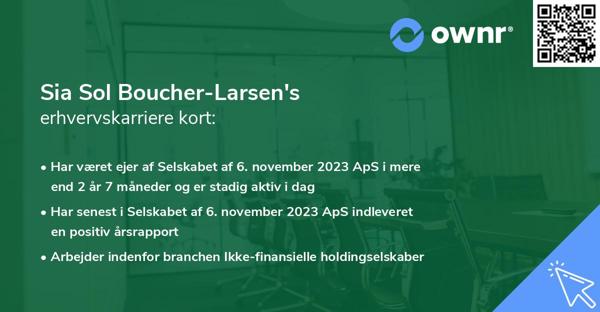 Sia Sol Boucher-Larsen's erhvervskarriere kort