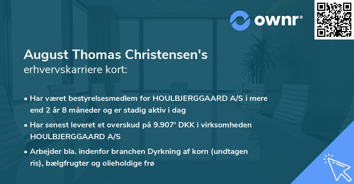 August Thomas Christensen's erhvervskarriere kort