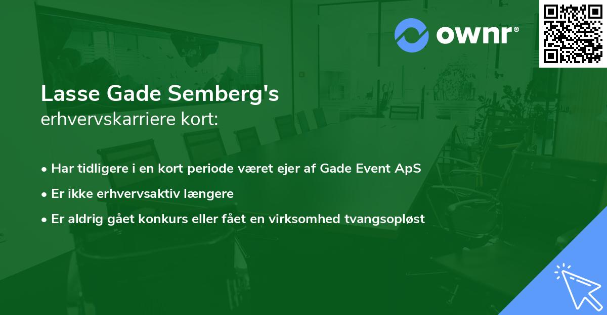 Lasse Gade Semberg's erhvervskarriere kort